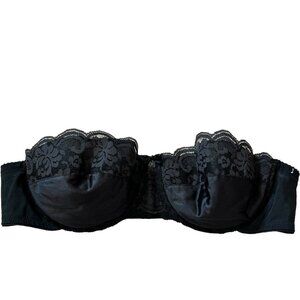 Vintage Chantilly Maidenform 34B #7345 Strapless Black Bra
